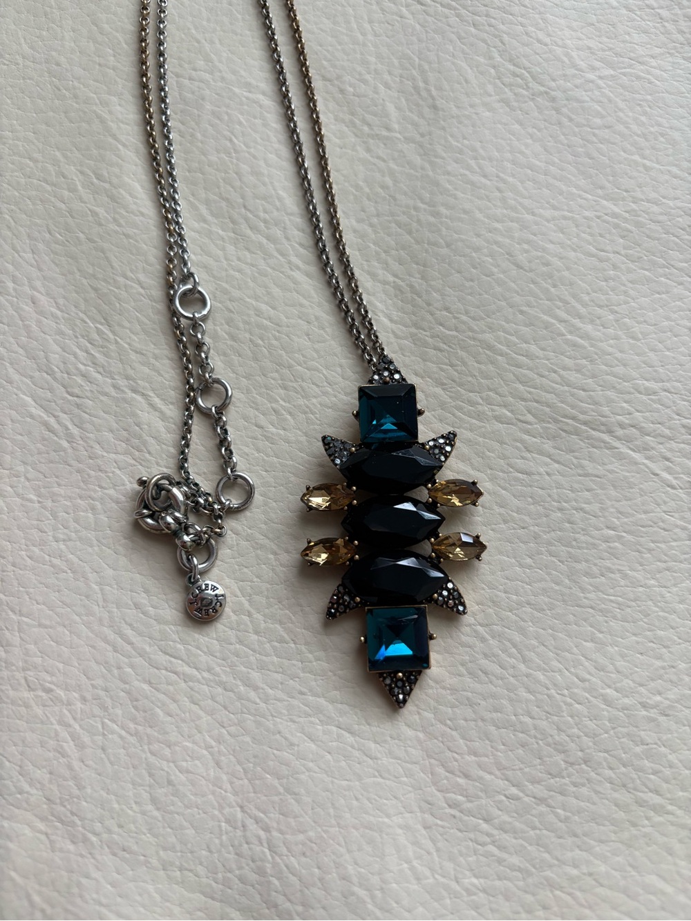 J. Crew Black and Gold Geometric Ladybug Necklace (long chain)